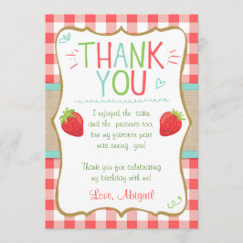 Dank u voor de aardbei First Birthday Summer Bedankkaart