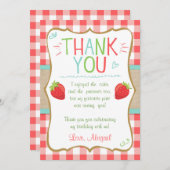 Dank u voor de aardbei First Birthday Summer Bedankkaart (Voorkant / Achterkant)