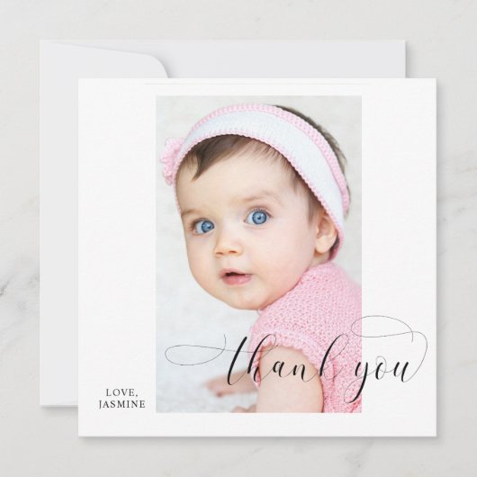 Dank u voor de Baby Calligrafie Swashes Elegant Si Kaart (Voorkant)