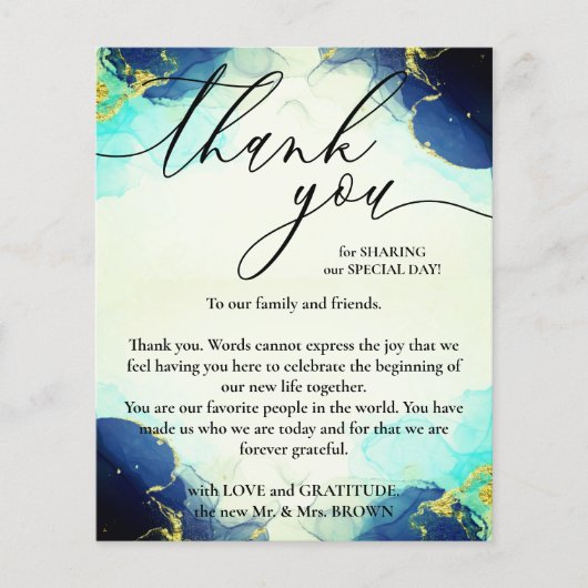 Dank u voor de blauwe handtekening aangepaste foto flyer (Voorkant)