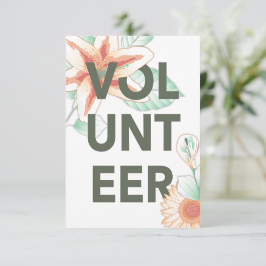 dank u voor de bloemen die u als vrijwilliger heef bedankkaart (Staand voorkant)