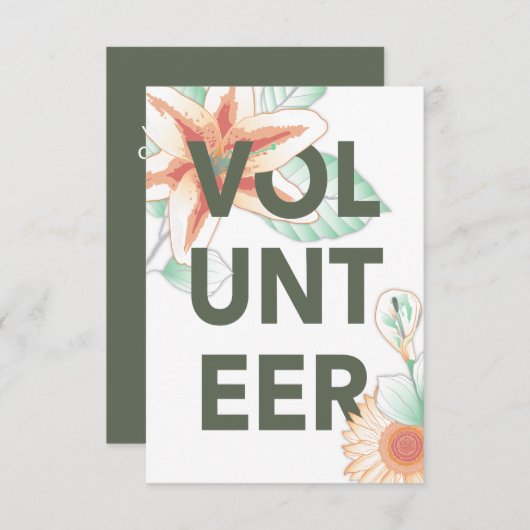 dank u voor de bloemen die u als vrijwilliger heef bedankkaart (Voorkant / Achterkant)