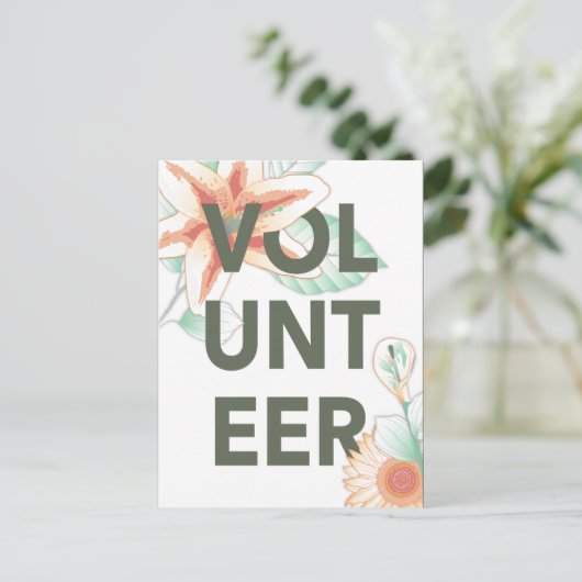 dank u voor de bloemen die u als vrijwilliger heef briefkaart (Staand voorkant)