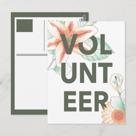 dank u voor de bloemen die u als vrijwilliger heef briefkaart (Voorkant / Achterkant)