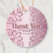 Dank u voor de blush roze glitter Birthday Favor T Bedankjes Labels (Voorkant)