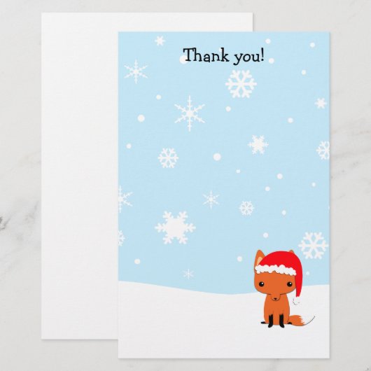 Dank u voor de brieven met kerstvos briefpapier (Voorkant / Achterkant)