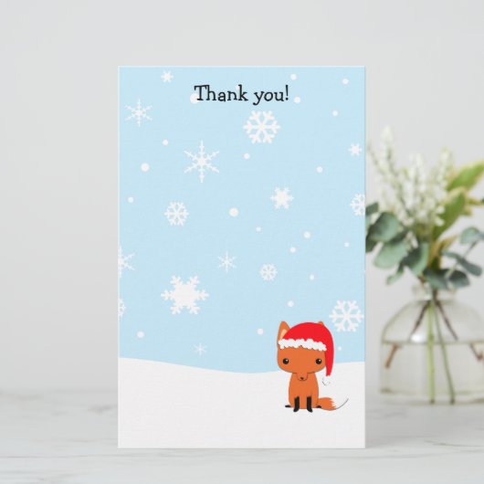 Dank u voor de brieven met kerstvos briefpapier (Staand voorkant)