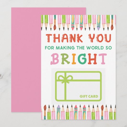 Dank u voor de Bright World Gift Kaart Holder (Voorkant / Achterkant)