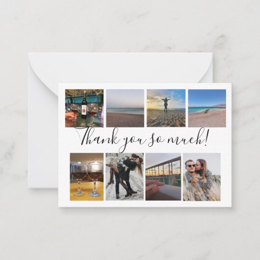 dank u voor de bruiloft 8 foto ' s collage aangepa notitiekaartje (Voorkant)