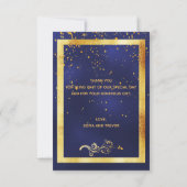 Dank u voor de bruiloft van de donkerblauwe gouden bedankkaart (Achterkant)