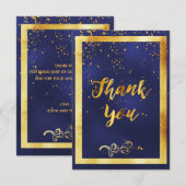 Dank u voor de bruiloft van de donkerblauwe gouden bedankkaart (Voorkant / Achterkant)