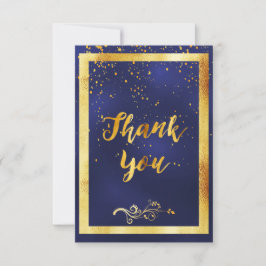 Dank u voor de bruiloft van de donkerblauwe gouden bedankkaart