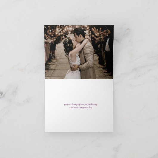 Dank u voor de bruiloft van de paarse lentesbloem bedankkaart (Binnen)