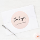 Dank u voor de eenvoudige, moderne, zwarte roze ronde sticker (Envelop)