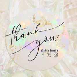 dank u voor de faux holographic opal ronde sticker
