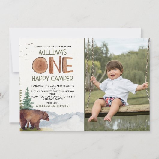 Dank u voor de foto Happy Camper Bedankkaart (Voorkant)
