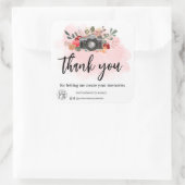 Dank u voor de fotograaf van de florale waterverf  vierkante sticker (Tas)