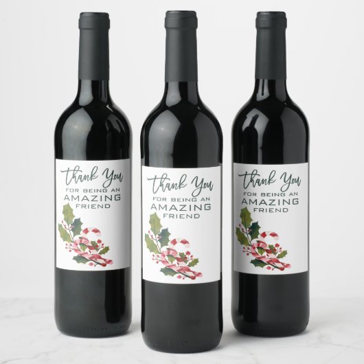 Dank u voor de geweldige kerstdagen wijn etiket (Flessen)