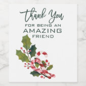 Dank u voor de geweldige kerstdagen wijn etiket (Enkel label)