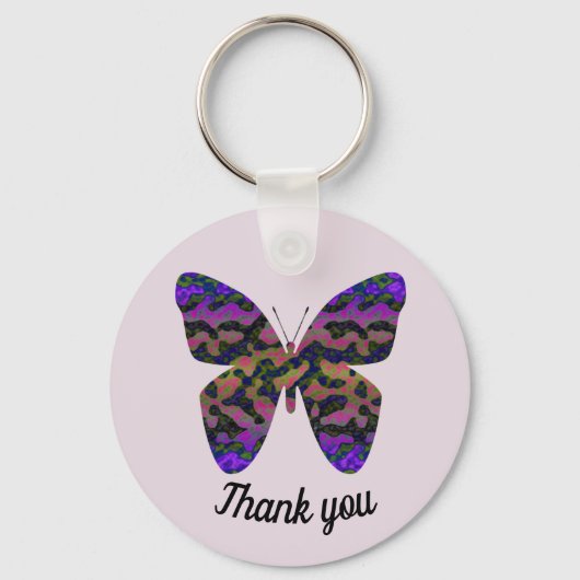 Dank u voor de helderkleurige Butterfly-waardering Sleutelhanger (Voorkant)