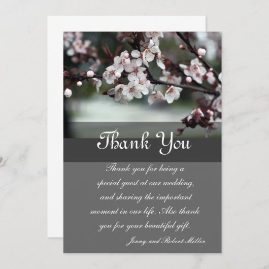 dank u voor de kaartenbloemen bedankkaart (Voorkant / Achterkant)