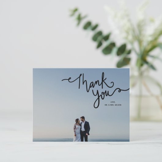 Dank u voor de kalligrafie van Elegant Chic Photo  Briefkaart (Staand voorkant)