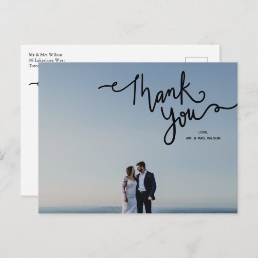 Dank u voor de kalligrafie van Elegant Chic Photo  Briefkaart (Voorkant / Achterkant)