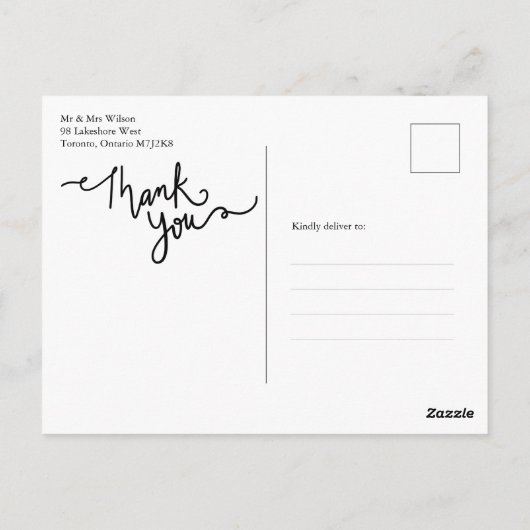 Dank u voor de kalligrafie van Elegant Chic Photo  Briefkaart (Achterkant)