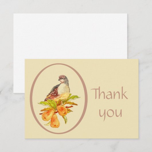 Dank u voor de kerstpatrijs in een perenboomvogel bedankkaart (Voorkant / Achterkant)
