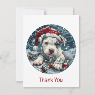 Dank u voor de Kerstpitbull Santa Puppy Bedankkaart