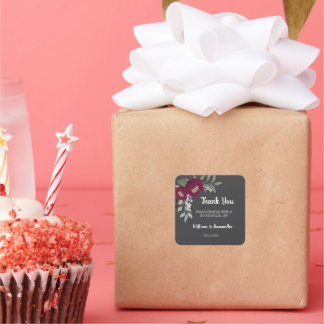 Dank u voor de komst van Floral Marsala Wedding Vierkante Sticker