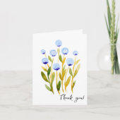 Dank u voor de minimale blauwe waterverf bloemen kaart (Voorkant)