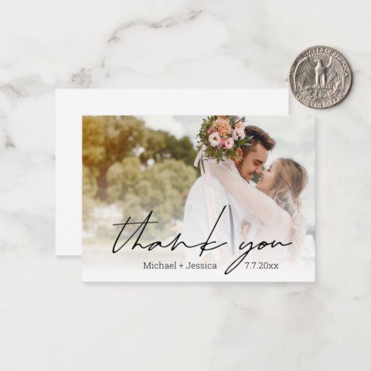 dank u voor de moderne chic handschrift bruiloft f notitiekaartje (Voorkant / Achterkant in situ)