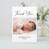 dank u voor de moderne handgeschreven pasgeboren f bedankkaart (Staand voorkant)