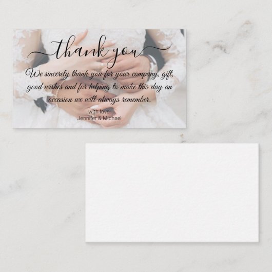 dank u voor de moderne handschrift bruiloft foto notitiekaartje (Voorkant / Achterkant)
