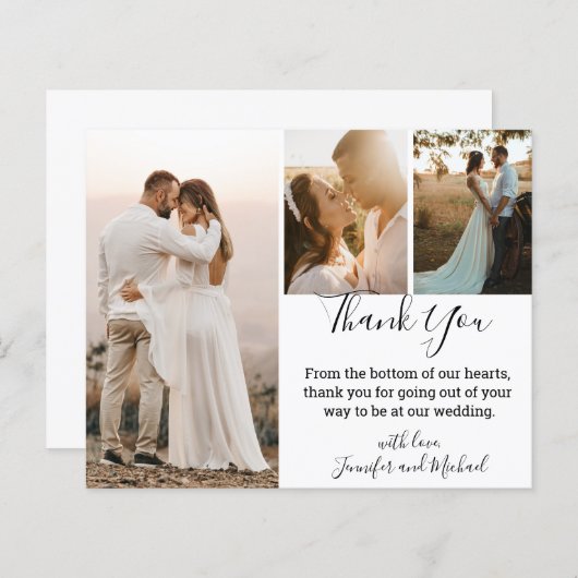 dank u voor de moderne kalligrafie bruiloft 3 foto (Voorkant / Achterkant)