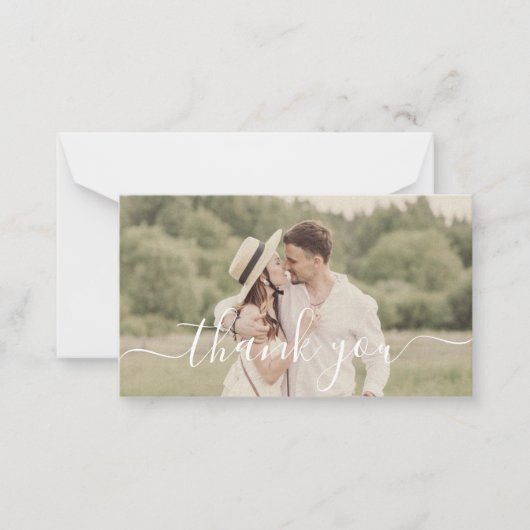 dank u voor de moderne scriptversie van de huwelij notitiekaartje (Voorkant)