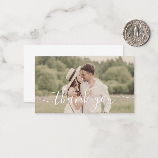 dank u voor de moderne scriptversie van de huwelij notitiekaartje (Voorkant / Achterkant in situ)