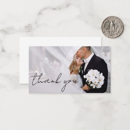 dank u voor de moderne scriptversie van de huwelij notitiekaartje (Voorkant / Achterkant in situ)