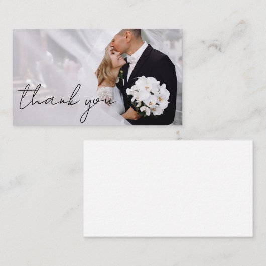 dank u voor de moderne scriptversie van de huwelij notitiekaartje (Voorkant / Achterkant)