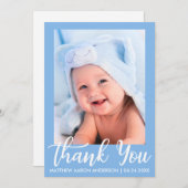 Dank u voor de nieuwe baby Blue Bedankkaart (Voorkant / Achterkant)
