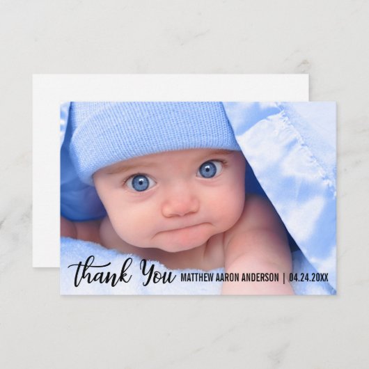 Dank u voor de nieuwe Baby Modern Bedankkaart (Voorkant / Achterkant)