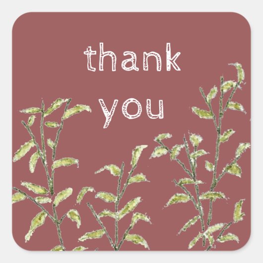 Dank u voor de rijke botanische bladeren vierkante sticker (Voorkant)