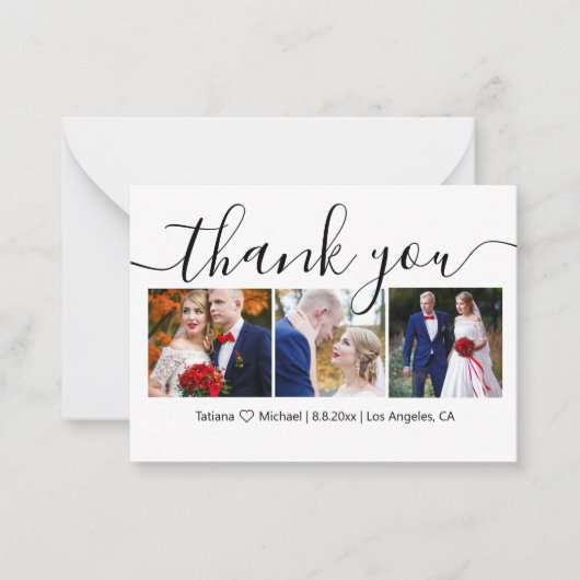 dank u voor de stijlvolle bruiloft 3 foto ' s coll notitiekaartje (Voorkant)