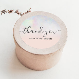 Dank u voor de typografie blush pearl nacre ombre ronde sticker