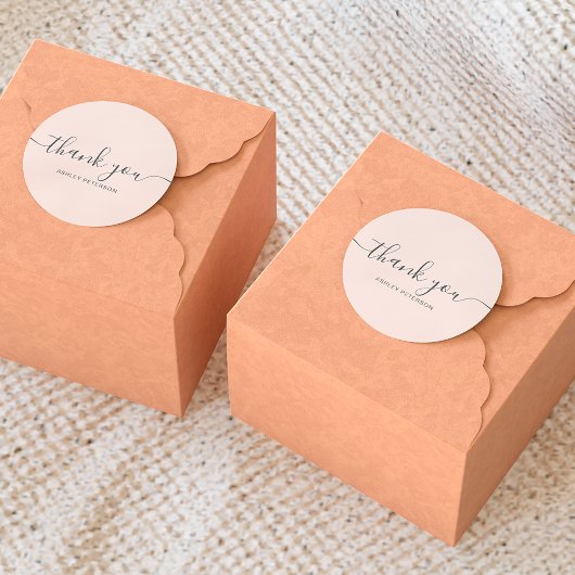 Dank u voor de typografie elegant chic blush roze ronde sticker