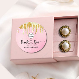 Dank u voor de typografie: roos goud glitter ombre ronde sticker