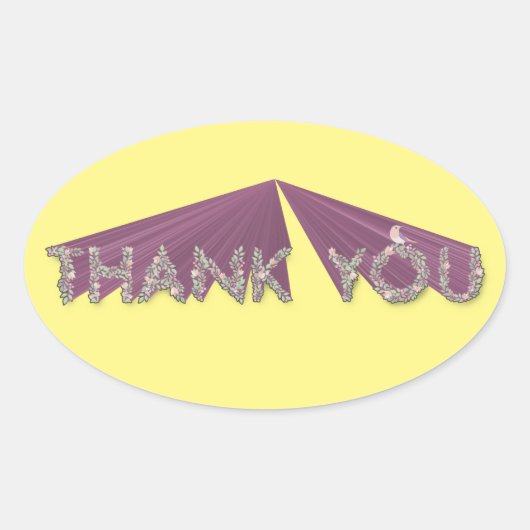 Dank u voor de verbrekte Floral Ovale Sticker (Voorkant)