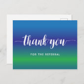 Dank u voor de verwijzing op blauw groen briefkaart (Voorkant / Achterkant)