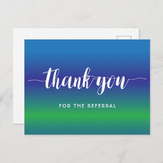 Dank u voor de verwijzing op blauw groen briefkaart (Voorkant / Achterkant)